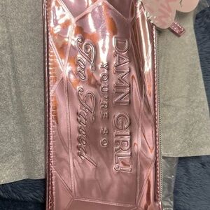 Too Faced Damn Girl pink foil makeup bag